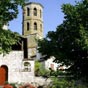 Montcuq: Le clocher octogonal de l'église Saint Hilaire