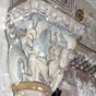 Présentation de Jésus au Temple (Chapelle Notre-Dame, collatéral nord) : la Vierge remet l’Enfant Jésus emmailloté au vieillard Siméon agenouillé pendant que deux anges les poussent l’un vers l’autre. Les colombes rappellent l’offrande faite au temple.