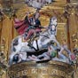 Burgos, musée de la cathédrale : Cette représentation de saint Jacques en matamore, guerrier tueur de maures est rare en europe, excepté l'Espagne. Cette représentation remonte à son apparition supposée dans la bataille de Clavijo en 844. Saint Jacques devient le champion de la Reconquête contre l'ennemi musulman. CF