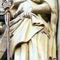 Reims (Marne), cathédrale Notre-Dame : statue de saint Jacques présente sur la tour sud.