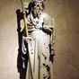 Toulouse (Bazièges-Toulouse), musée des Augustins; statue en pierre, jusqu’au début du XVIème siècle les représentations sont plutôt hybrides : des caractéristiques de l’apôtre coexistent avec certains attributs du pèlerin, A.