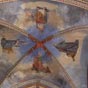 Labastide-Murat: Eglise Sainte Catherine: on remarquera la belle fresque des quatre évangélistes au plafond de la croisée du transept. 
